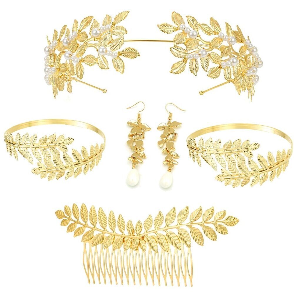 Greek Goddess Costume Accessories Set with Headpiece Earrings and Comb